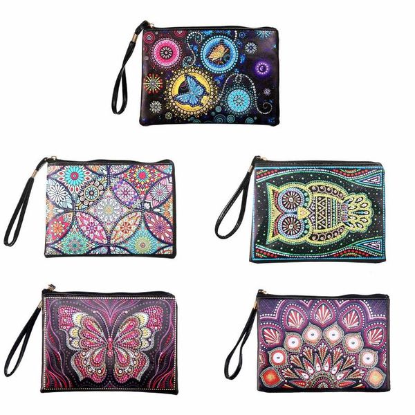 

diy women fashion diamond embroidery handbag clutch bag pu leather shoulder bags cross stitch craft kit hand tote bag wallet
