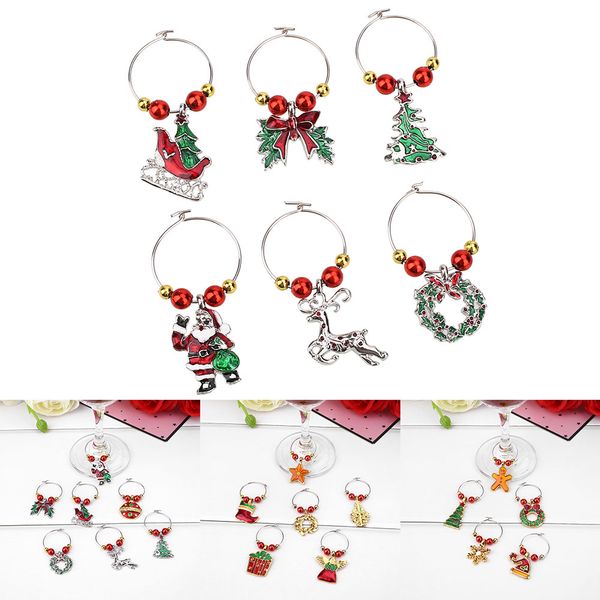 

6pcs/set alloy christmas wine glass decoration rings table decors pendants