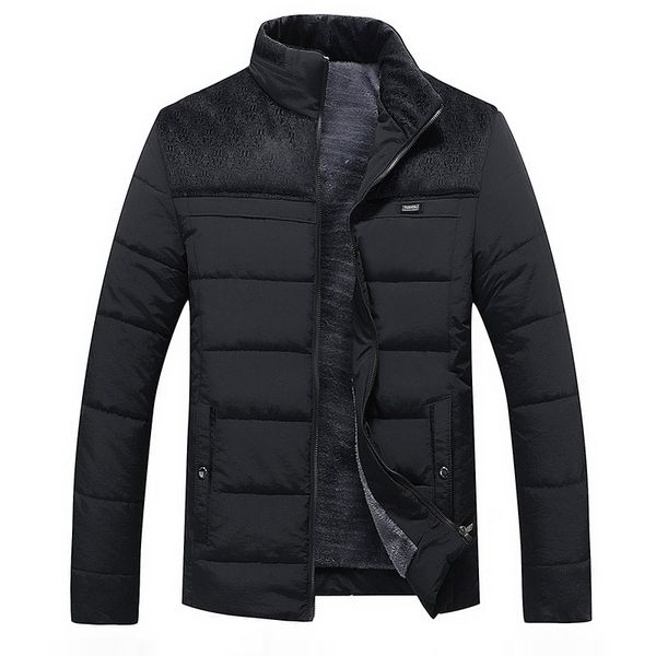 

2019 autumn and winter new style thick stand-collar plus-sized zipper men's cotton fashion coat warm youth jacket, Black