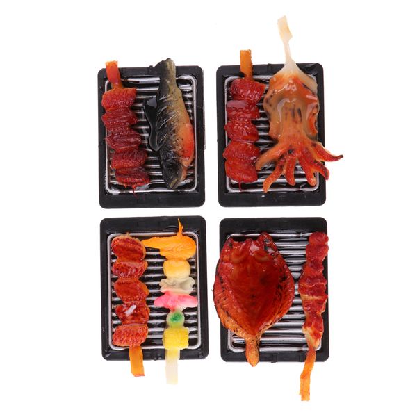 

4шт 1/6 dollhouse миниатюрный кухня питание барбекю барбекю - утюг плита