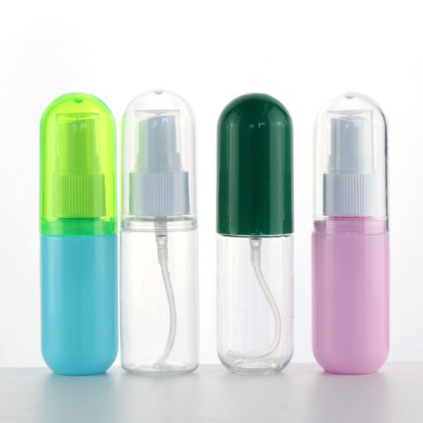 

factory wholesale full cover color transparent reagent bottle cosmetic water bottle plastic bottle round bottom spray 30 ml capsule b