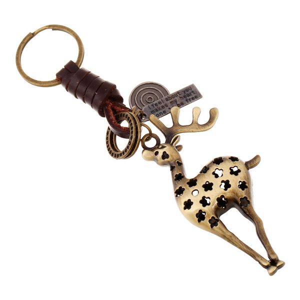 

a deer safe giraffe car keys woman creative couple key chain cartoon key ring accessories package p104, Silver