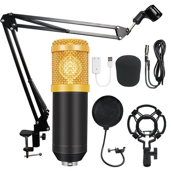 

bm-800 condenser audio 3.5mm wired studio microphone vocal recording ktv karaoke microphone set mic w/stand for computer t190704