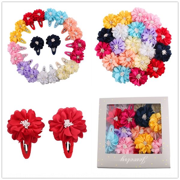 

accessories girl flower clip box set children's accessories girl flower clip gift box children's bb hairpin gift bb hairpin set, Slivery;white