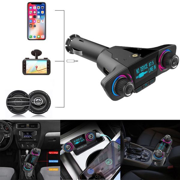 

new bt06 car bluetooth fm transmitter stereo digital pll lock frequency 87.5-108.0mhz charger mp3 player +_1v