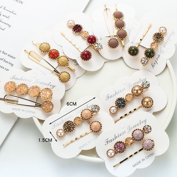 

crystal pearl hair clip star bobby pins side clips barrettes headwear hair tools fashion jewelry gift accessories for women 2 piece set, Golden;silver