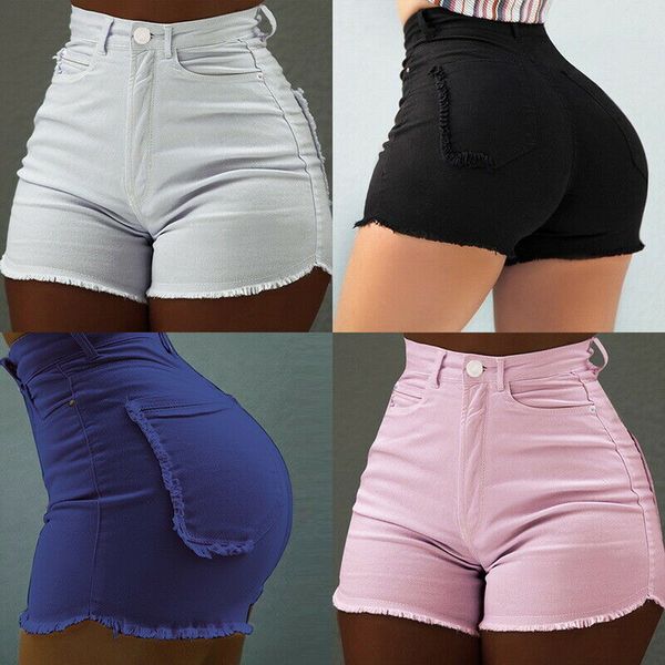 

vintage womens designer shorts solid color high waist womens jean shorts summer ladies shorts with zipper, White;black