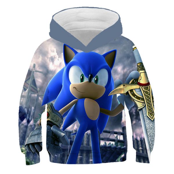 

2020 3d sonic new fashion pullover hoodies casual long sleeve sweatshirt 3d boys/girls clothes parent-child thin style cartoon, Black