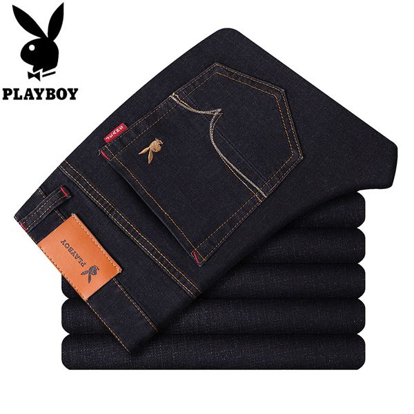 

p58 playboy 1953 джинсы мужские slim fit бизнес эластичность плюс размера мужская одежда повседневные брюки, Blue
