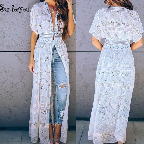 

lace cover up sarong long beach cover up robe de plage vestidos de playa kaftan pareo beach bathing suit ups dress, Blue;gray