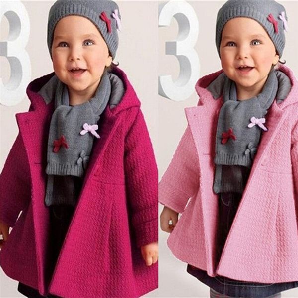 

new-arrival girls jackets autumn winter baby long-sleeved hooded jackets solid color baby girls clothes party wearing, Blue;gray