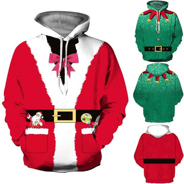 

hoodies men women sweatshirt mode christmas 3d print santa claus cosplay couples clothes autumn winter warm long sleeve new, Black