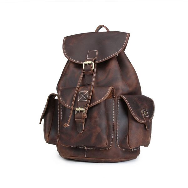 

leather backpack vintage genuine leather travel backpacks rucksack school lapcamping hiking bag for college