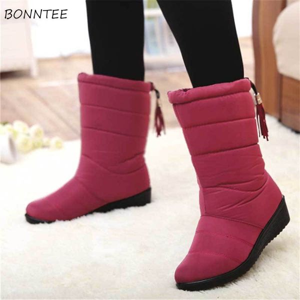 

boots women tassel non-slip snow boot mid-calf fashion winter thicker plush warm casual shoes womens australia waterproof rubber, Black