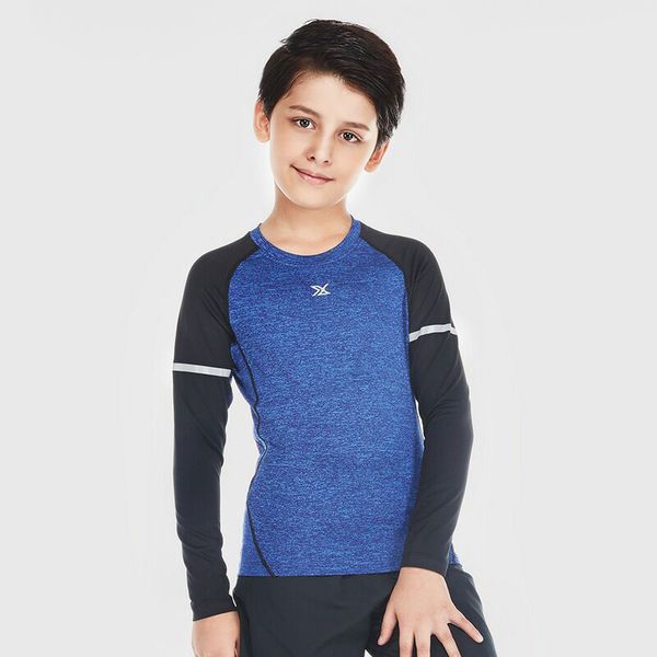 

willarde boy's quick dry compression shirts running basketball football sportswear kids outdoor training sports clothes, Black;blue