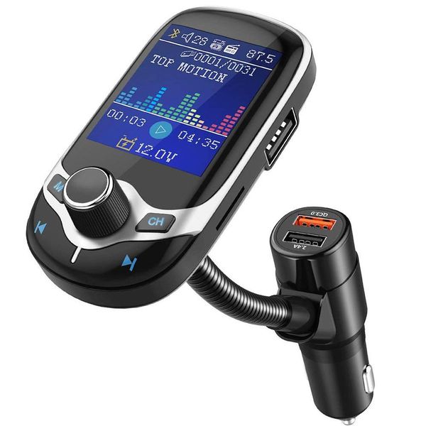 

km28 bluetooth car mp3 player fm transmitter with 1.8" lcd display wireless handscar kit support usb flash tf aux on/off