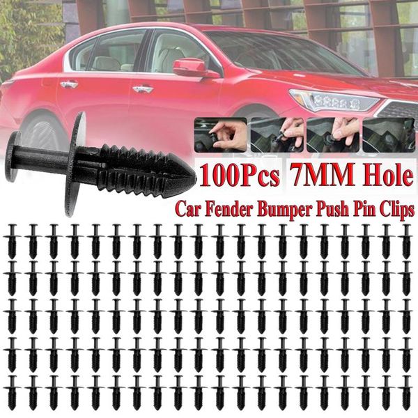 

100 hole plastic rivets fastener clips push pin for car auto fender bumper 7mm