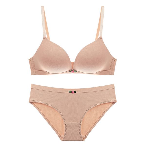 

on behalf of cotton girl's underwear bra without steel ring bra set comfortable thin cup-pure cotton sleep, Red;black