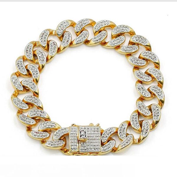 

микро-встроенный циркон цепочка браслет европейский и американский мужчины хип-хоп ювелирные изделия браслет, Black