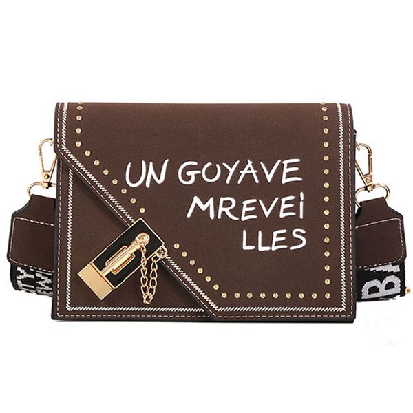 

jhd-letter shoulder messenger bag wild casual bag vintage small harajuku shoulder messenger dark brown