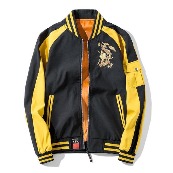 

2020 men's baseball collar japanese popular logo embroidered slim jacket oversize casual jacket man size m-4xl, Black;brown