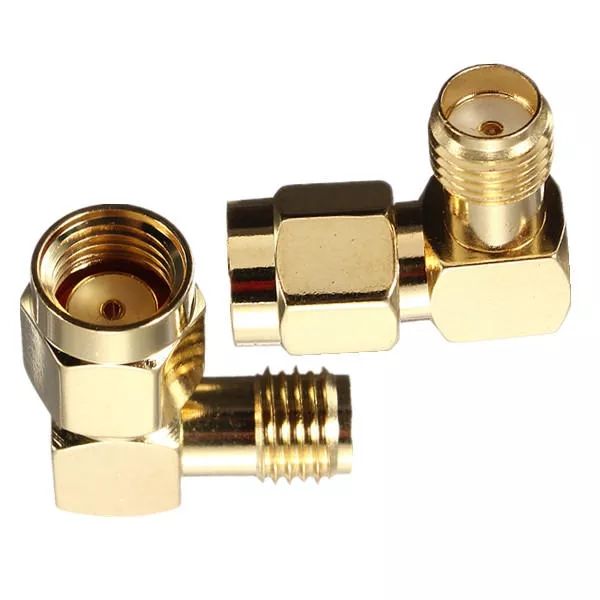 DANIU RP-SMA macho para SMA Feminino Jack ângulo direito Crimp RF Adapter Connector