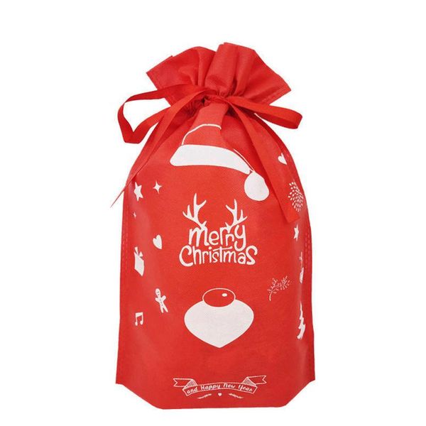 

non woven holders kids home party decor christmas gift bag red storage drawstring candy