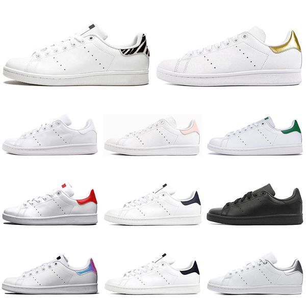 

самой новой тапки женщины стан смит высокого качество тройного белая открытый flats кожа спортивного casual с низким верхом обувь ходьбы тре, Black