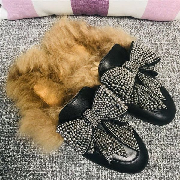 

Princetown Вышитые Кожаные Тапочки Зимние Женские Роскошные Дизайнерские Туфли Horsebit Подробно Тапочки Овечьей Шерсти Подкладка Квартиры Повседневная Обувь