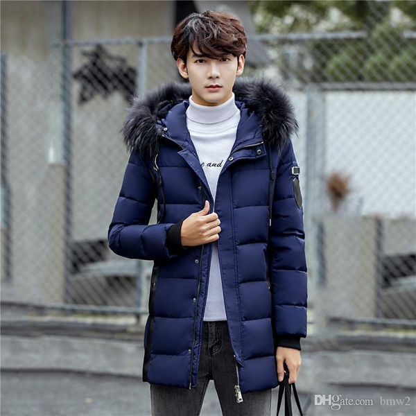 

long winter jacket men warm clothing man coats thick white duck down parkas jaquetas masculina inverno sale, Black