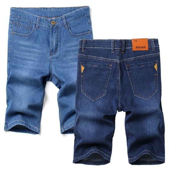 

five style elasticity knee-length denim shorts summer thin section shorts large size straight-cut men, Blue