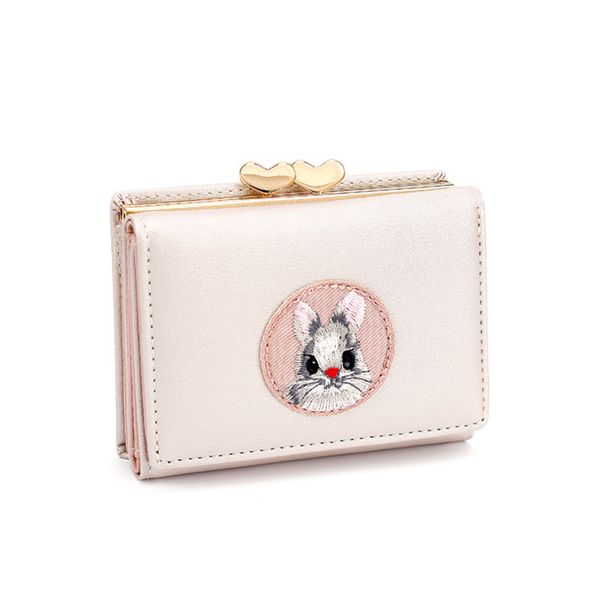 

cute multi-card women wallet rabbit cloth stickers change folder japanese kawaii girl short multi-function coin purse card sets, Red;black