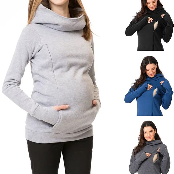 

new fashion women's nursing maternity long sleeves hooded breastfeeding hoodie sweatshirts 817, White