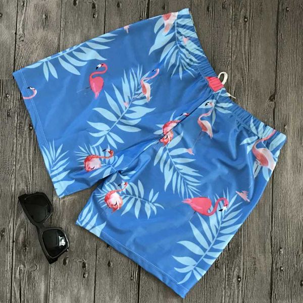 

men's beach shorts pink flamingos board trunks printed swimwear surfing shorts trunks male boys swim de bain homme hombre
