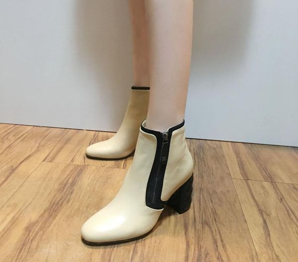 

Women ankle boot pointed toe party chunky heel hoe for autumn winter real leather fa hion boot leopard yellow fa hion bootie hoe