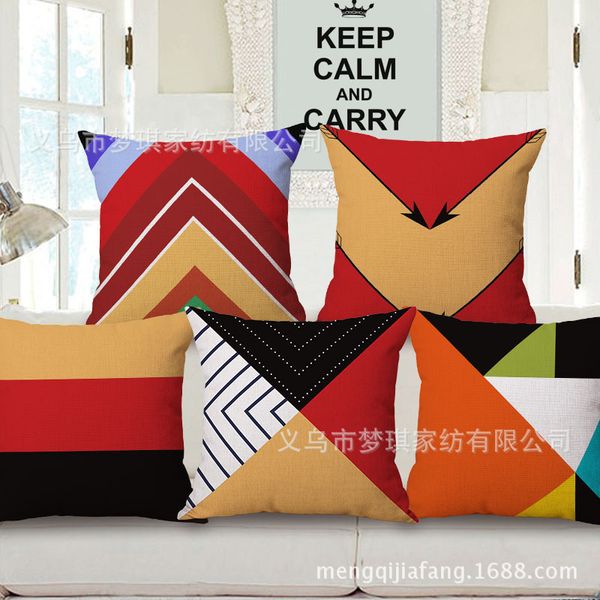 

red black geometry embrace pillow case cotton number cushion set fashion office siesta pillow can