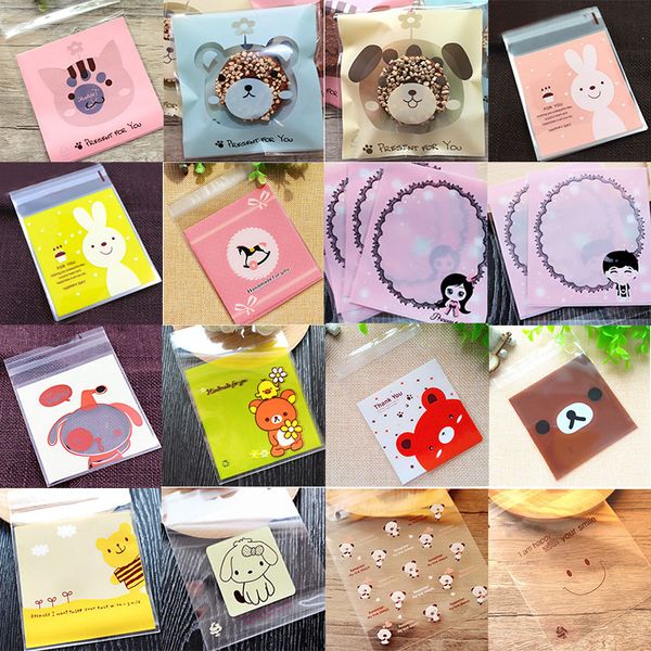

50/100pcs cut cartoon bag plastic bag wedding birthday cookie candy gift packaging bags opp self adhesive kids party favor