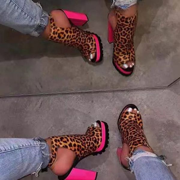 

women peep toe sandals ladies buckle strap square heels platform square high heel female fashion casual shoes 34-43, Black