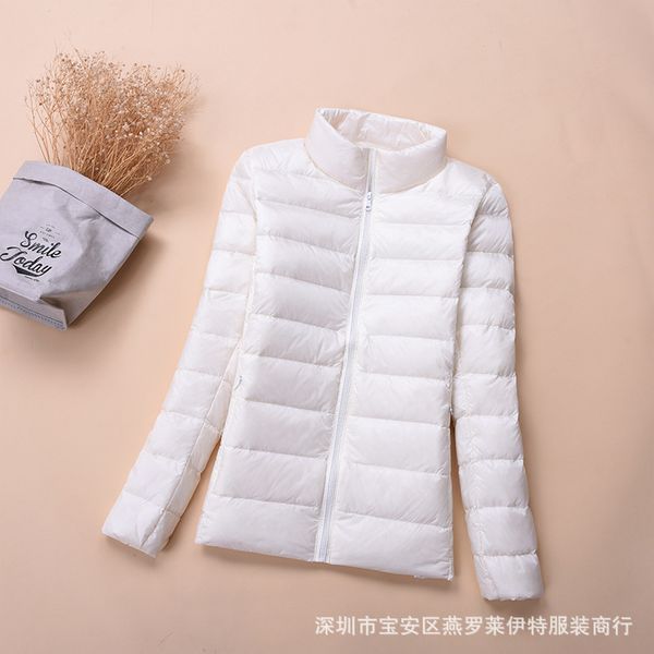 

thin down jacket women's short stand collar hooded korean-style autumn and winter women's coat low price promotion, Black;white