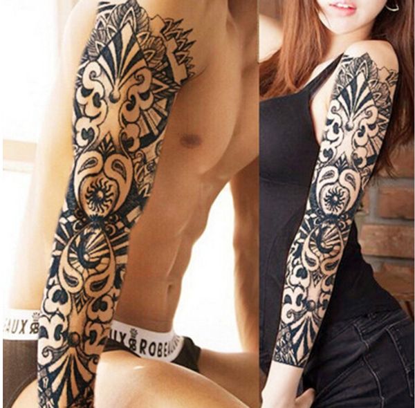 

full arm flower tattoo sticker waterproof temporary tattoo sleeve men women body paint water transfer fake tatoo sleeve