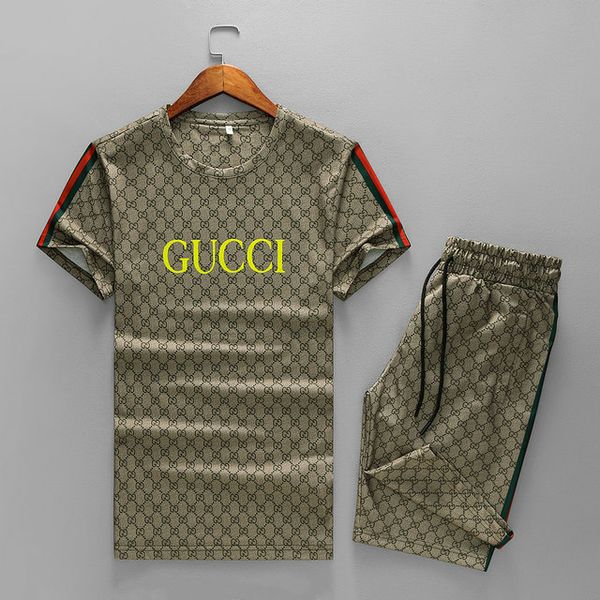 

2020 new tracksuits fashion t shirt+short pants suits men sports suit letter printing slim hoodies clothing mens designer tracksuit, Gray