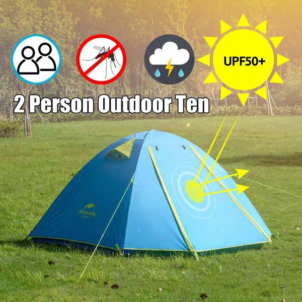 

2 person pu2000mm waterproof camping tent upf50 uv protection beach tent for family hiking climbing self-driving tour outdoor