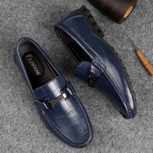 

2019 loafers leather shoes men casual summer fashion men shoes formal driving patty size 46 black