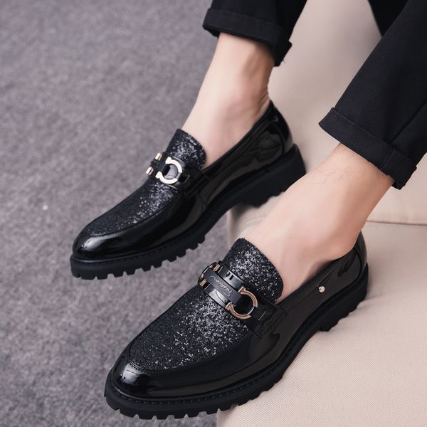

men loafers shoes british style slip-on flats wedding party luxury shoes comfortable casual leather trend hairstylist shoe, Black