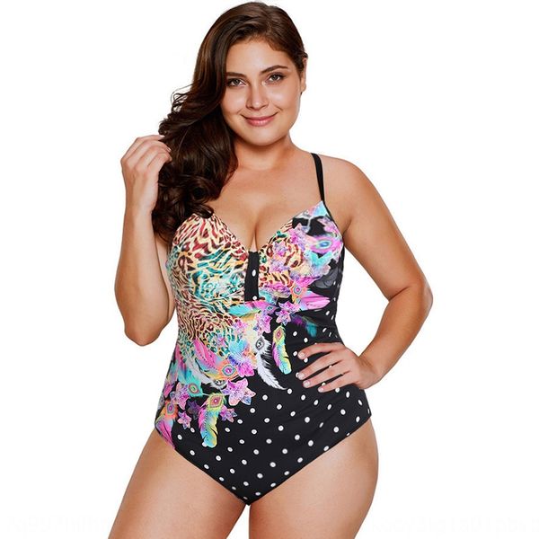 

2020 large size flower printing women's one-piece 2020 large bikini size swimsuit flower printing women's one-piece bikini swimsui, White;black