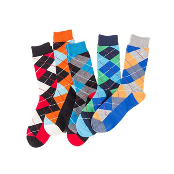 

men's socks men happy mens cotton sock colorful lattice dress simple packing in tube man, Black