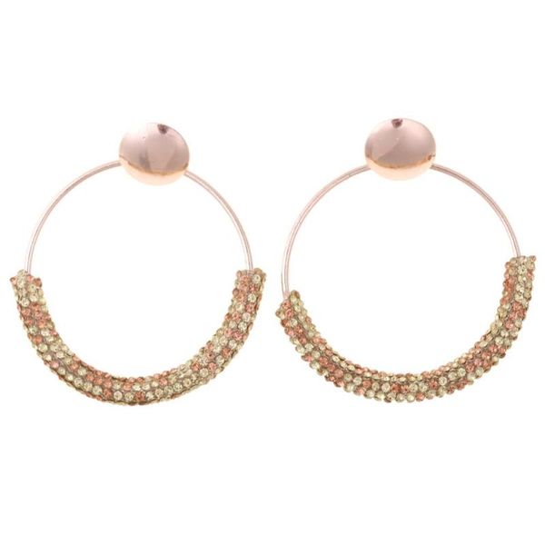 

new fashion designer women elegant resin set with rhinestone earrings round ear hook women jewelry gift decoration, Golden;silver