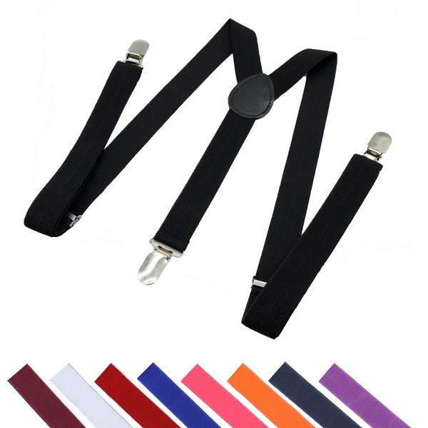 

v8eml solid color b sling elastic band men's and women's trousers straps rubber buckle straps clip 2.5cm elastic ribbon anti-skid, Black;white
