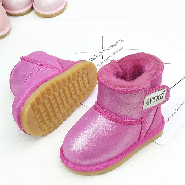 

2019 children' winter fur pure wool children' snow boots boys and girls boots snow thick non-slip soft bottom, Black;grey