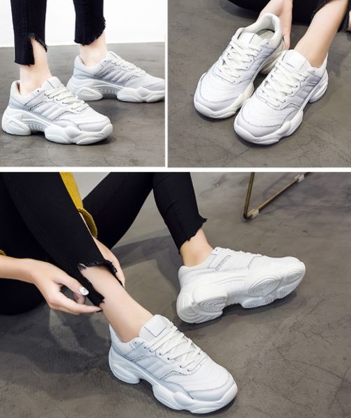 

2019 dad shoes women's korean 2019 new leather small white shoes women sports running shoes boots walking gym jogging boots online stor, White;red
